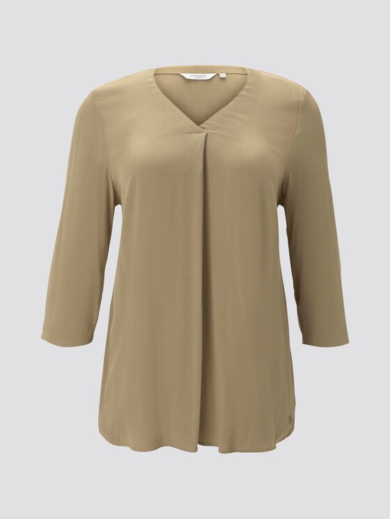 Bluse mit Faltendetails - Frauen - New Light Khaki Bluse mit Faltendetails - Frauen - New Light Khaki - 7 - My True Me