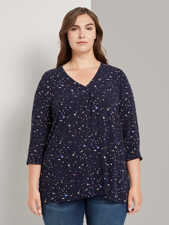 Bluse mit Faltendetails - Frauen - navy based terrazzo Bluse mit Faltendetails - Frauen - navy based terrazzo - 1 - My True Me