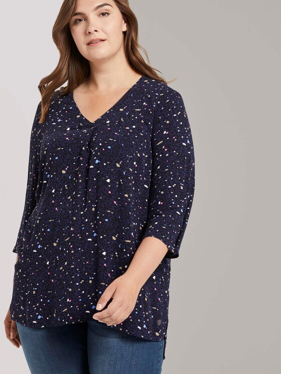 Bluse mit Faltendetails - Frauen - navy based terrazzo Bluse mit Faltendetails - Frauen - navy based terrazzo - 5 - My True Me