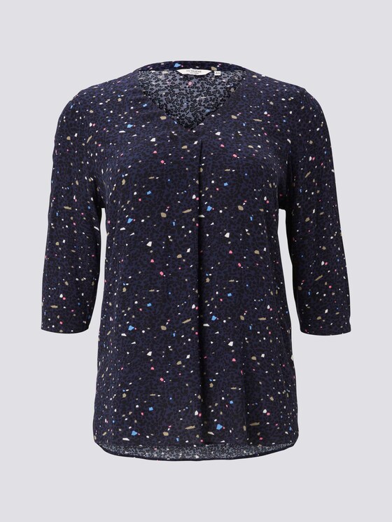 Bluse mit Faltendetails - Frauen - navy based terrazzo Bluse mit Faltendetails - Frauen - navy based terrazzo - 7 - My True Me
