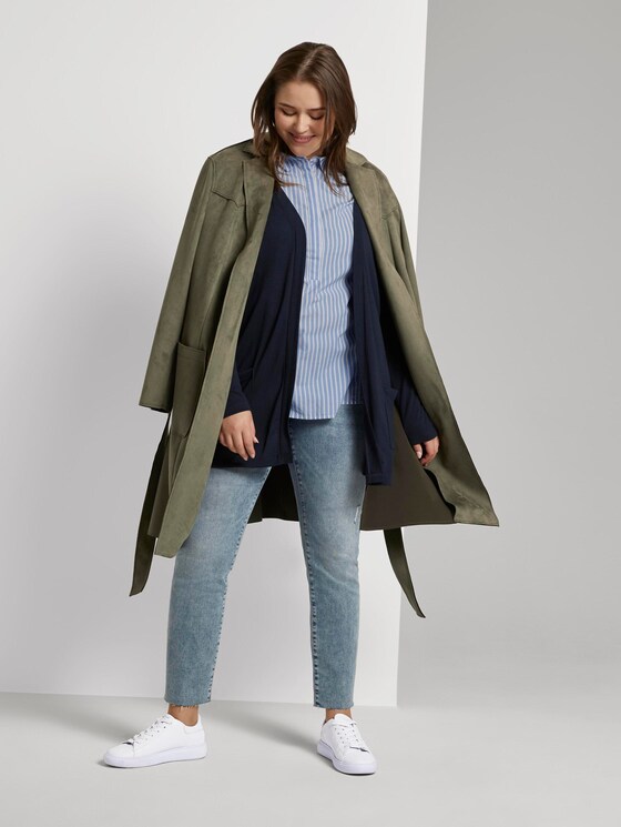Curvy - Gestreifte Bluse mit Henley-Kragen - Frauen - sea blue ecru stripe Curvy - Gestreifte Bluse mit Henley-Kragen - Frauen - sea blue ecru stripe - 3 - My True Me