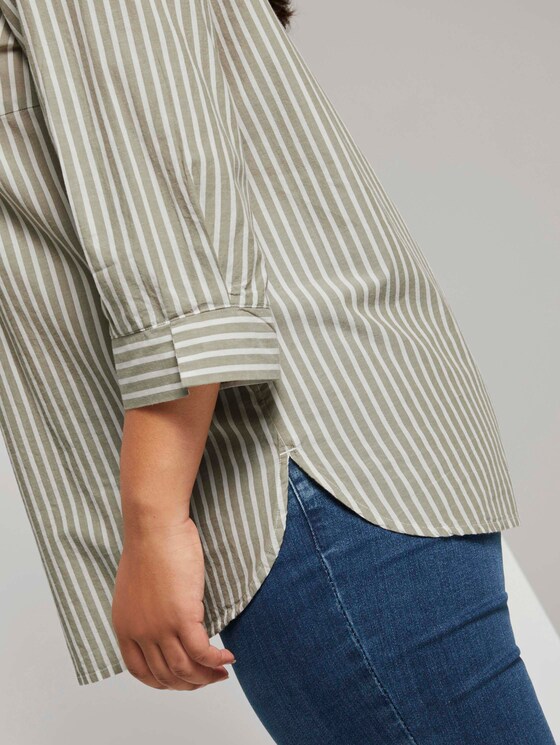 Gestreifte Bluse mit Henley-Kragen - Frauen - whisper wood stripe vertical Gestreifte Bluse mit Henley-Kragen - Frauen - whisper wood stripe vertical - 10 - My True Me