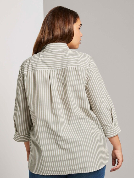 Gestreifte Bluse mit Henley-Kragen - Frauen - whisper wood stripe vertical Gestreifte Bluse mit Henley-Kragen - Frauen - whisper wood stripe vertical - 2 - My True Me