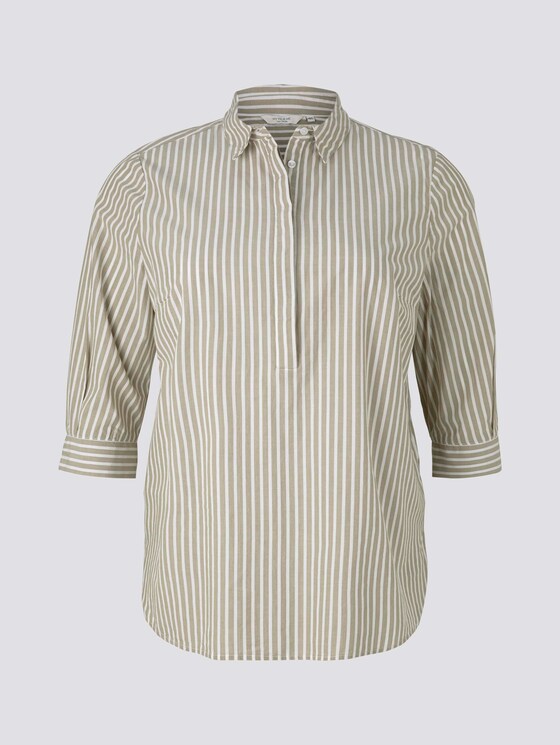Gestreifte Bluse mit Henley-Kragen - Frauen - whisper wood stripe vertical Gestreifte Bluse mit Henley-Kragen - Frauen - whisper wood stripe vertical - 7 - My True Me