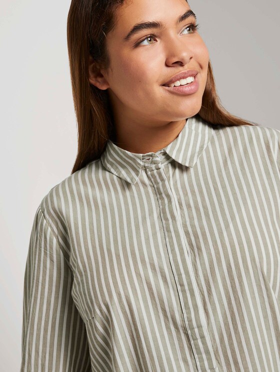 Gestreifte Bluse mit Henley-Kragen - Frauen - whisper wood stripe vertical Gestreifte Bluse mit Henley-Kragen - Frauen - whisper wood stripe vertical - 9 - My True Me