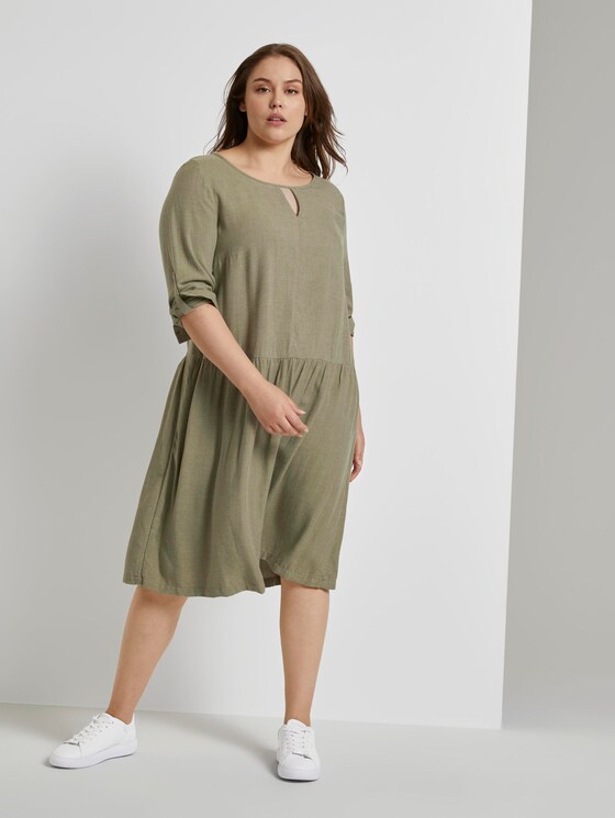 Meliertes Blusenkleid - Frauen - new light khaki melange Meliertes Blusenkleid - Frauen - new light khaki melange - 3 - My True Me
