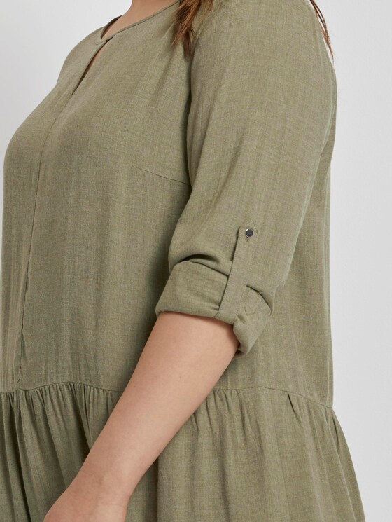 Meliertes Blusenkleid - Frauen - new light khaki melange Meliertes Blusenkleid - Frauen - new light khaki melange - 9 - My True Me