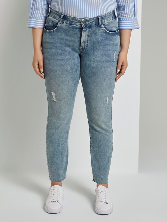 Skinny Fit Jeans mit Destroys - Frauen - light stone wash denim Skinny Fit Jeans mit Destroys - Frauen - light stone wash denim - 1 - My True Me