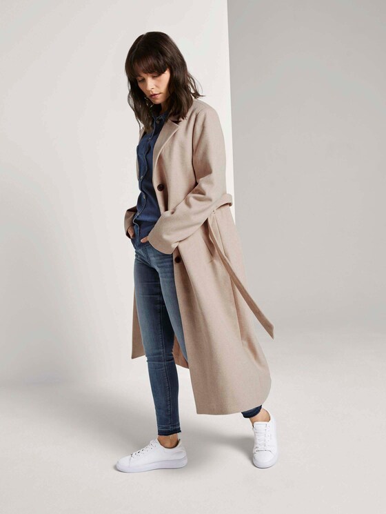 Langer Mantel mit Bindegürtel - Frauen - light-camel melange Langer Mantel mit Bindegürtel - Frauen - light-camel melange - 3 - TOM TAILOR