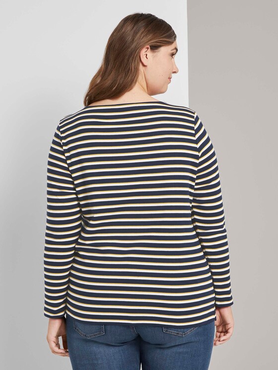 Gestreiftes Langarmshirt - Frauen - navy yellow white stripe Gestreiftes Langarmshirt - Frauen - navy yellow white stripe - 2 - My True Me