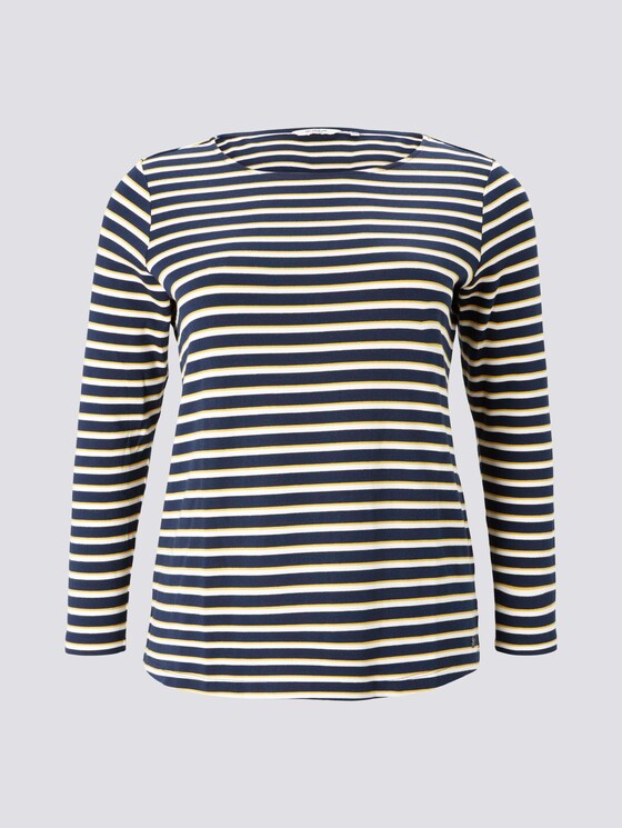 Gestreiftes Langarmshirt - Frauen - navy yellow white stripe Gestreiftes Langarmshirt - Frauen - navy yellow white stripe - 7 - My True Me