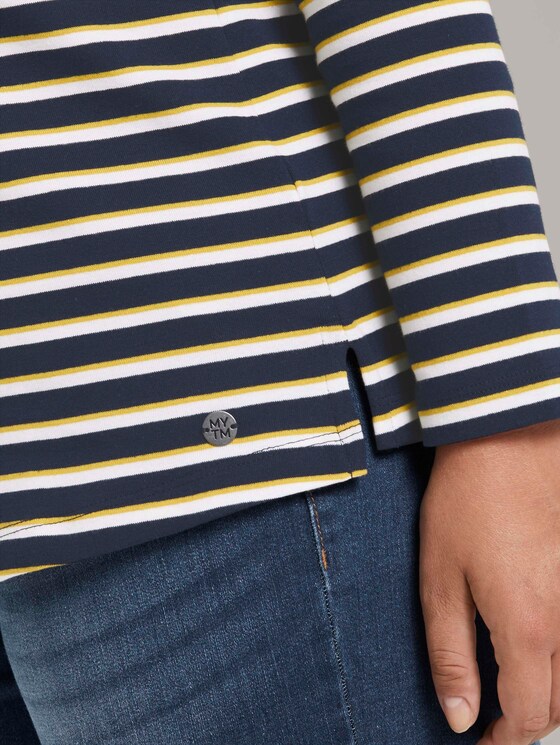 Gestreiftes Langarmshirt - Frauen - navy yellow white stripe Gestreiftes Langarmshirt - Frauen - navy yellow white stripe - 9 - My True Me
