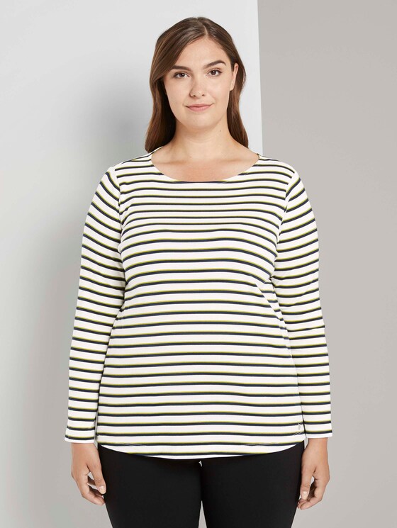 Gestreiftes Langarmshirt - Frauen - white wood navy stripe Gestreiftes Langarmshirt - Frauen - white wood navy stripe - 1 - My True Me