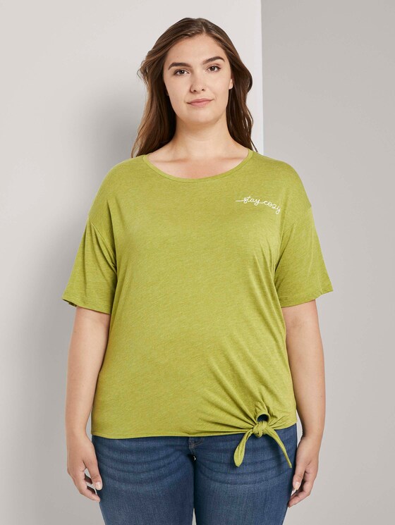 T-Shirt mit Knotendetail - Frauen - wood green melange T-Shirt mit Knotendetail - Frauen - wood green melange - 1 - My True Me