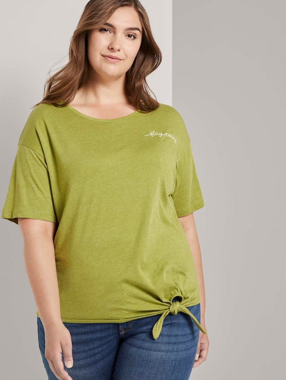 T-Shirt mit Knotendetail - Frauen - wood green melange T-Shirt mit Knotendetail - Frauen - wood green melange - 5 - My True Me