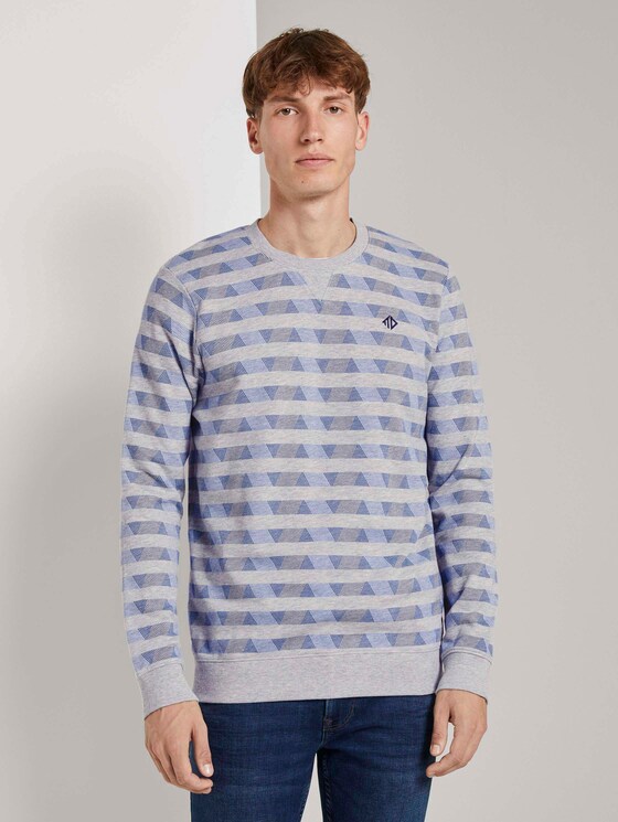 Gemustertes Sweatshirt - Männer - grey streaky stripe Gemustertes Sweatshirt - Männer - grey streaky stripe - 1 - TOM TAILOR Denim