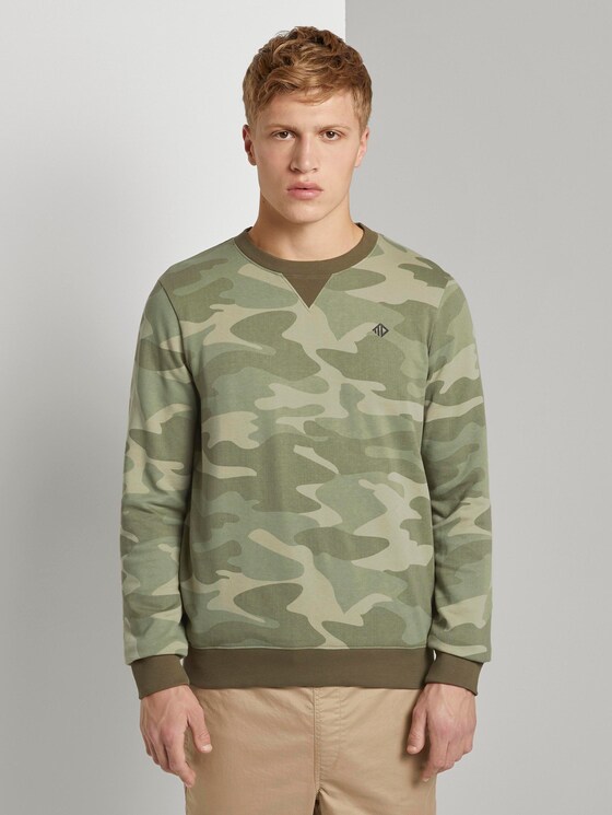 Gemustertes Sweatshirt - Männer - khaki stripe camou print Gemustertes Sweatshirt - Männer - khaki stripe camou print - 1 - TOM TAILOR Denim