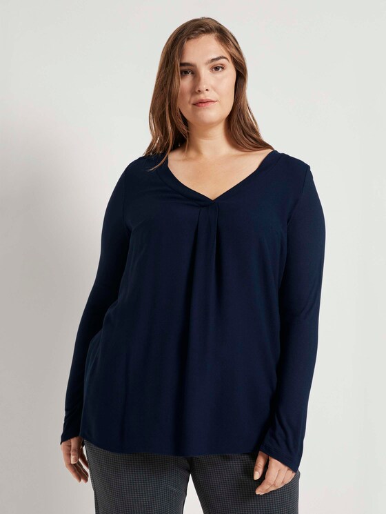 Langarmshirt mit Faltendetail - Frauen - Sky Captain Blue Langarmshirt mit Faltendetail - Frauen - Sky Captain Blue - 1 - My True Me