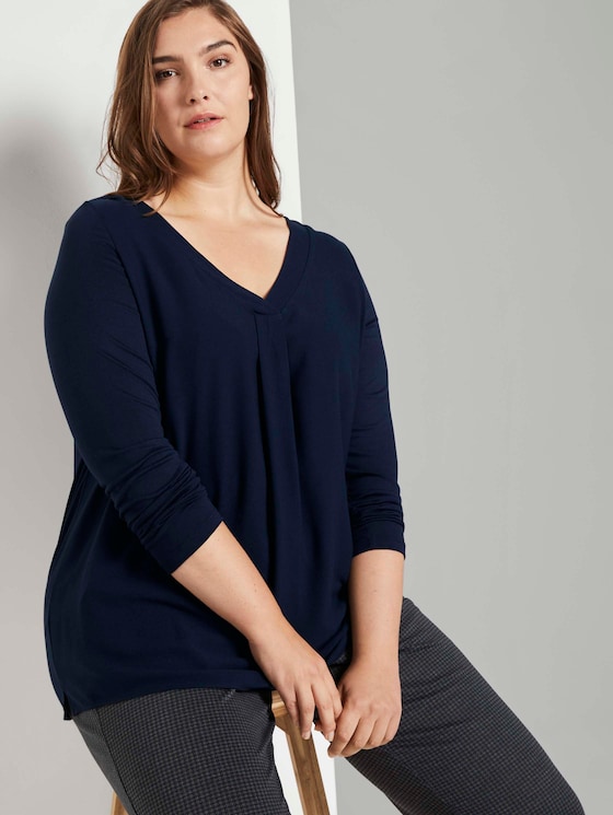 Langarmshirt mit Faltendetail - Frauen - Sky Captain Blue Langarmshirt mit Faltendetail - Frauen - Sky Captain Blue - 5 - My True Me