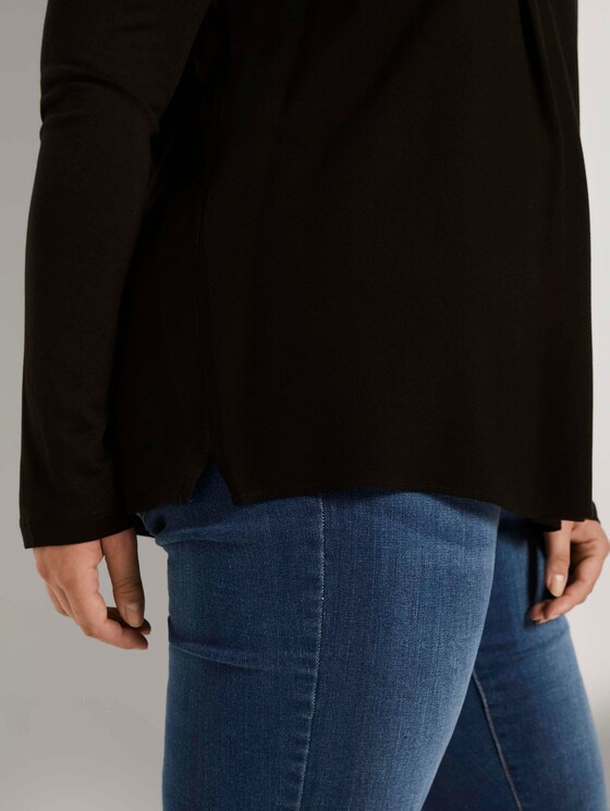 Langarmshirt mit Faltendetail - Frauen - Deep Black Langarmshirt mit Faltendetail - Frauen - Deep Black - 10 - My True Me