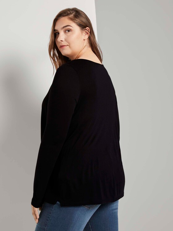 Langarmshirt mit Faltendetail - Frauen - Deep Black Langarmshirt mit Faltendetail - Frauen - Deep Black - 2 - My True Me