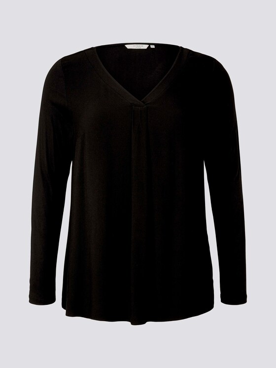 Langarmshirt mit Faltendetail - Frauen - Deep Black Langarmshirt mit Faltendetail - Frauen - Deep Black - 7 - My True Me