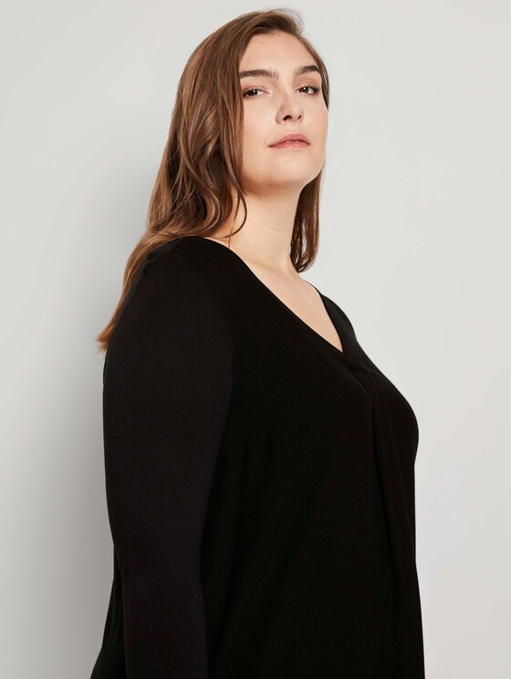 Langarmshirt mit Faltendetail - Frauen - Deep Black Langarmshirt mit Faltendetail - Frauen - Deep Black - 9 - My True Me