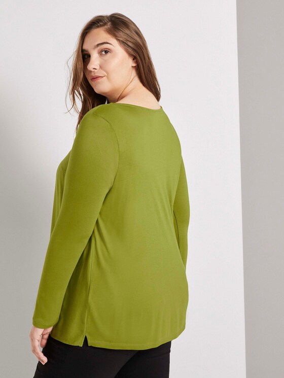 Curvy - Langarmshirt mit Faltendetail - Frauen - wood green Curvy - Langarmshirt mit Faltendetail - Frauen - wood green - 2 - My True Me