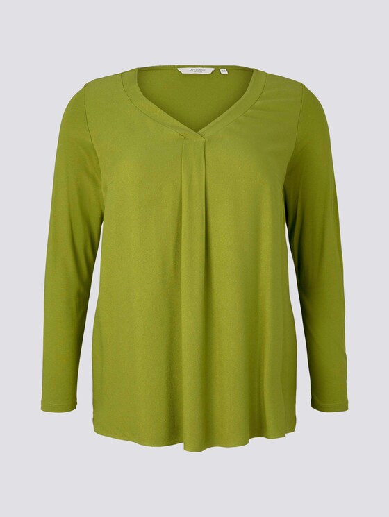 Curvy - Langarmshirt mit Faltendetail - Frauen - wood green Curvy - Langarmshirt mit Faltendetail - Frauen - wood green - 7 - My True Me