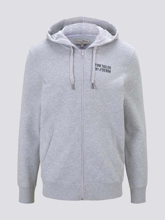 Kapuzen-Sweatjacke mit kleinem Print - Männer - Light Stone Grey Melange Kapuzen-Sweatjacke mit kleinem Print - Männer - Light Stone Grey Melange - 7 - TOM TAILOR Denim