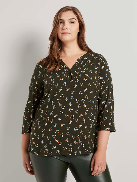 Patterned Henley blouse - Women - rosin flower pattern Patterned Henley blouse - Women - rosin flower pattern - 1 - My True Me