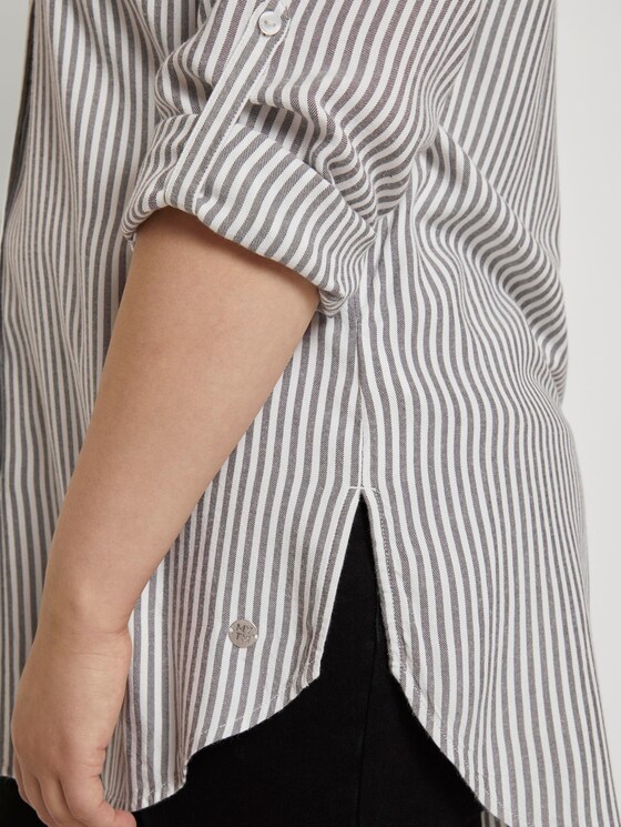 Curvy - Gestreifte Longbluse mit Turn-Ups - Frauen - offwhite charcoal stripe Curvy - Gestreifte Longbluse mit Turn-Ups - Frauen - offwhite charcoal stripe - 9 - My True Me
