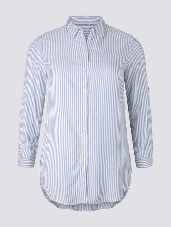 Gestreifte Longbluse mit Turn-Ups - Frauen - offwhite sea blue stripe Gestreifte Longbluse mit Turn-Ups - Frauen - offwhite sea blue stripe - 7 - My True Me