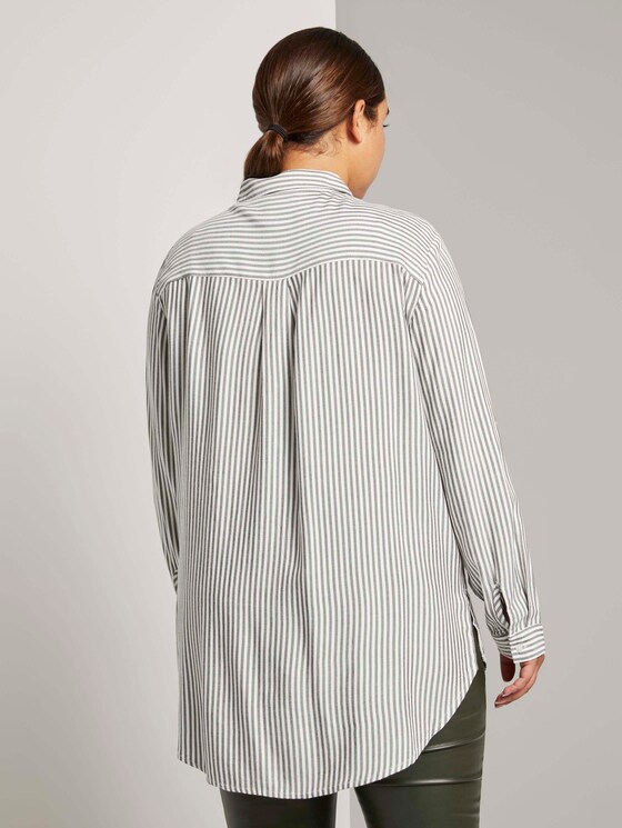 Gestreifte Longbluse mit Turn-Ups - Frauen - offwhite rosin stripe Gestreifte Longbluse mit Turn-Ups - Frauen - offwhite rosin stripe - 2 - My True Me