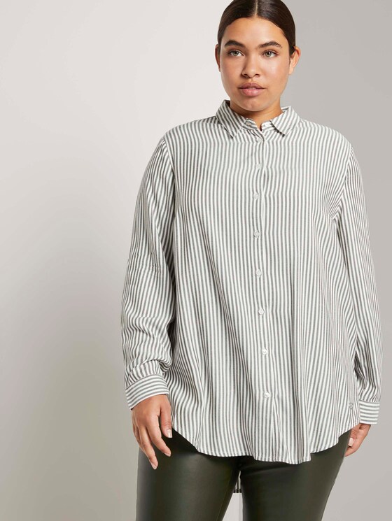 Gestreifte Longbluse mit Turn-Ups - Frauen - offwhite rosin stripe Gestreifte Longbluse mit Turn-Ups - Frauen - offwhite rosin stripe - 5 - My True Me