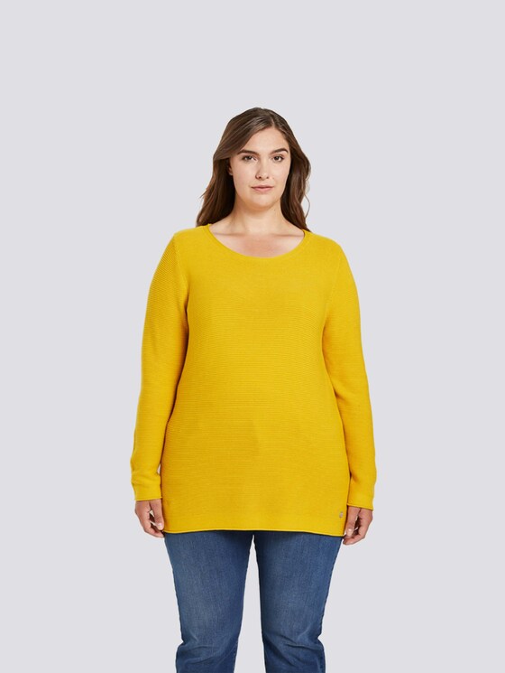 Curvy - Pullover mit Streifenstruktur - Frauen - wood green Curvy - Pullover mit Streifenstruktur - Frauen - wood green - 1 - My True Me