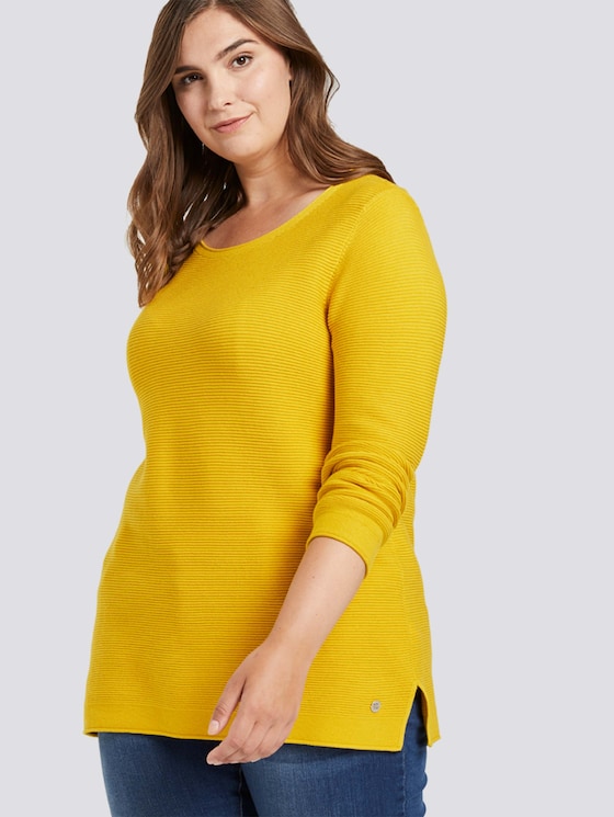 Curvy - Pullover mit Streifenstruktur - Frauen - wood green Curvy - Pullover mit Streifenstruktur - Frauen - wood green - 5 - My True Me
