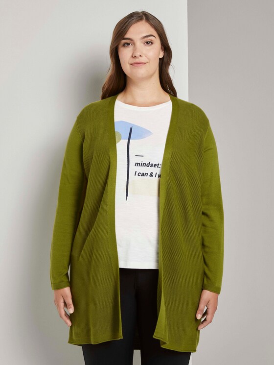 Curvy - Strukturierter Cardigan - Frauen - wood green Curvy - Strukturierter Cardigan - Frauen - wood green - 1 - My True Me