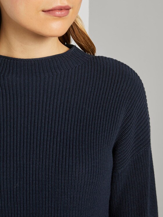 Pullover mit Stehkragen in Ripp-Optik - Frauen - Sky Captain Blue Pullover mit Stehkragen in Ripp-Optik - Frauen - Sky Captain Blue - 9 - TOM TAILOR