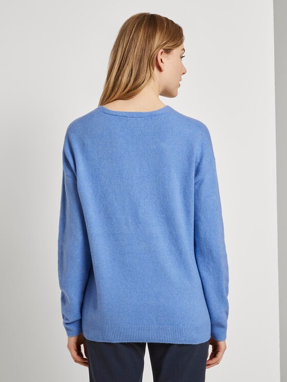 Pullover mit V-Ausschnitt - Frauen - sea blue melange Pullover mit V-Ausschnitt - Frauen - sea blue melange - 2 - TOM TAILOR