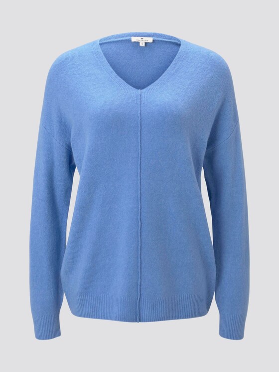 Pullover mit V-Ausschnitt - Frauen - sea blue melange Pullover mit V-Ausschnitt - Frauen - sea blue melange - 7 - TOM TAILOR