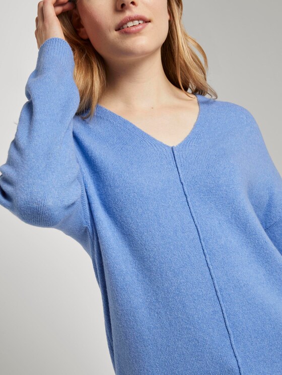 Pullover mit V-Ausschnitt - Frauen - sea blue melange Pullover mit V-Ausschnitt - Frauen - sea blue melange - 9 - TOM TAILOR