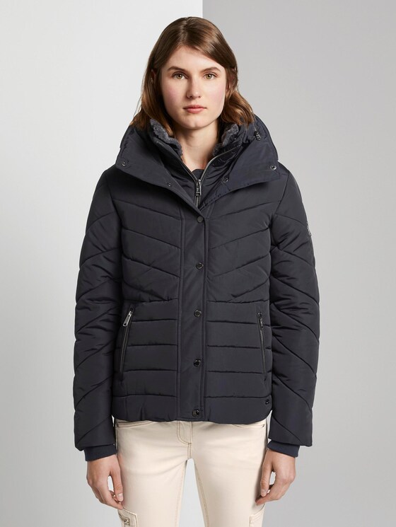 Puffer-Steppjacke mit Fellkragen - Frauen - Sky Captain Blue Puffer-Steppjacke mit Fellkragen - Frauen - Sky Captain Blue - 1 - TOM TAILOR