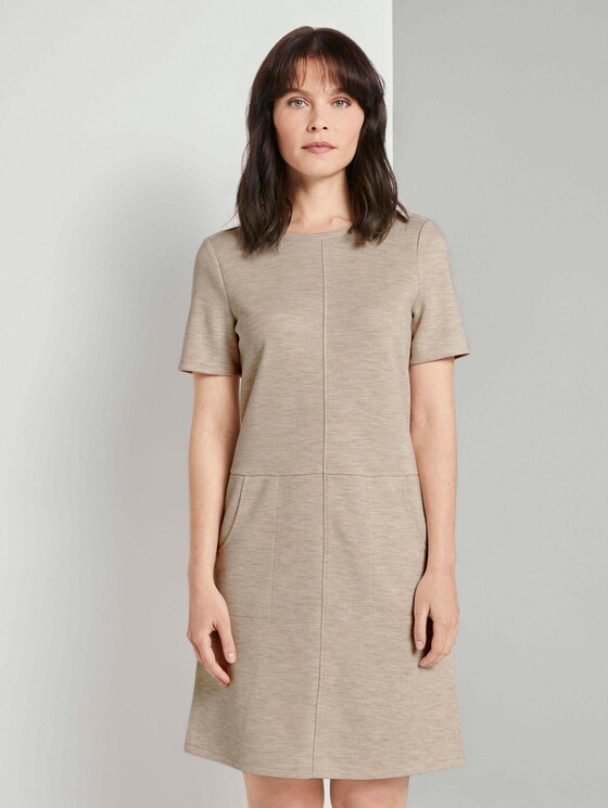 Kurzarm-Kleid mit Taschen - Frauen - desert sand melange Kurzarm-Kleid mit Taschen - Frauen - desert sand melange - 1 - TOM TAILOR