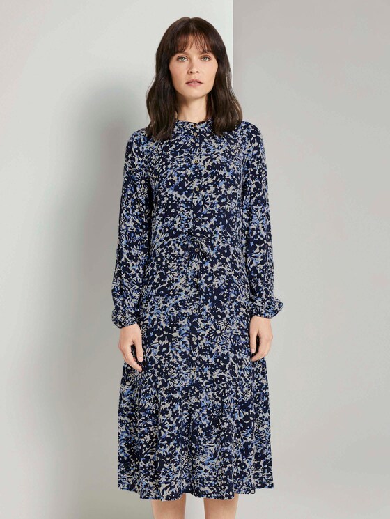 Gemustertes Midikleid mit Volants - Frauen - blue flower design Gemustertes Midikleid mit Volants - Frauen - blue flower design - 1 - TOM TAILOR
