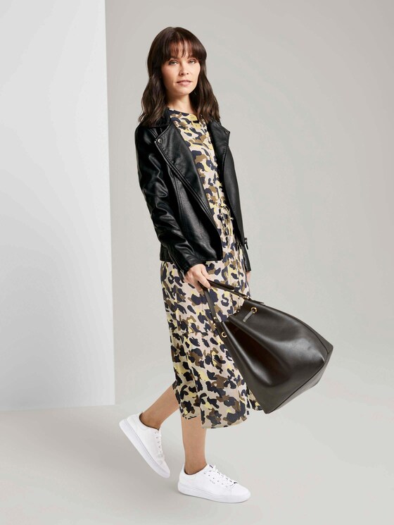 Gemustertes Midikleid mit Volants - Frauen - khaki yellow camouflage design Gemustertes Midikleid mit Volants - Frauen - khaki yellow camouflage design - 5 - TOM TAILOR