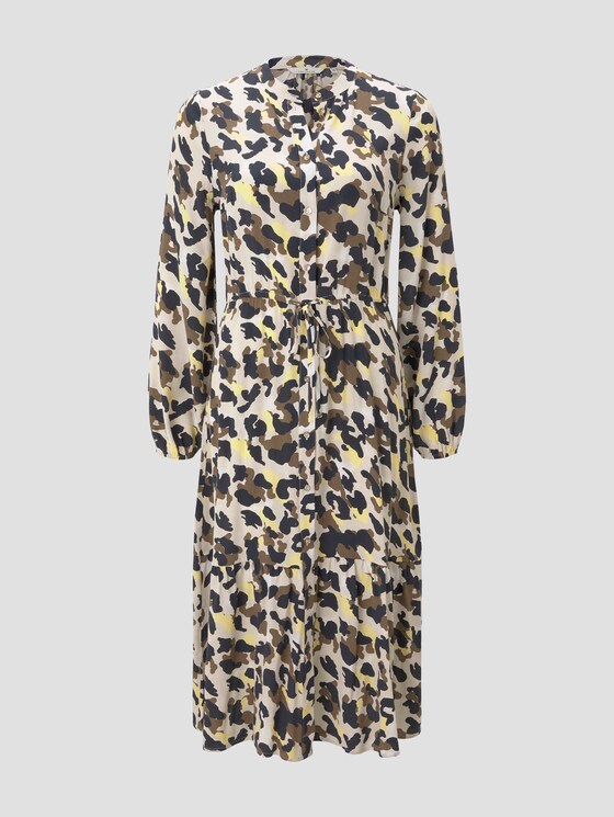 Gemustertes Midikleid mit Volants - Frauen - khaki yellow camouflage design Gemustertes Midikleid mit Volants - Frauen - khaki yellow camouflage design - 7 - TOM TAILOR