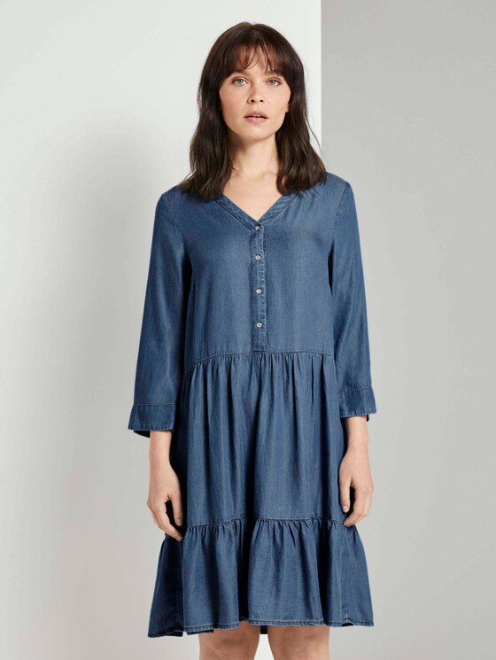 Tencel-Jeanskleid mit Volants - Frauen - light stone wash denim Tencel-Jeanskleid mit Volants - Frauen - light stone wash denim - 1 - TOM TAILOR