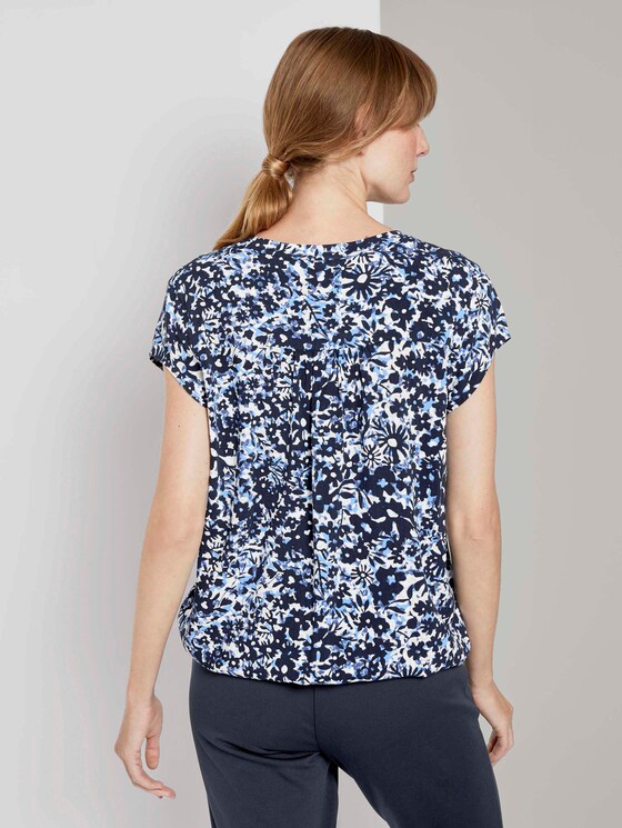 Henley-Bluse mit elastischem Bund - Frauen - blue flower design Henley-Bluse mit elastischem Bund - Frauen - blue flower design - 2 - TOM TAILOR