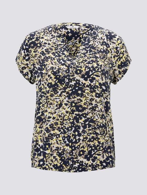 Henley-Bluse mit elastischem Bund - Frauen - yellow flower design Henley-Bluse mit elastischem Bund - Frauen - yellow flower design - 7 - TOM TAILOR